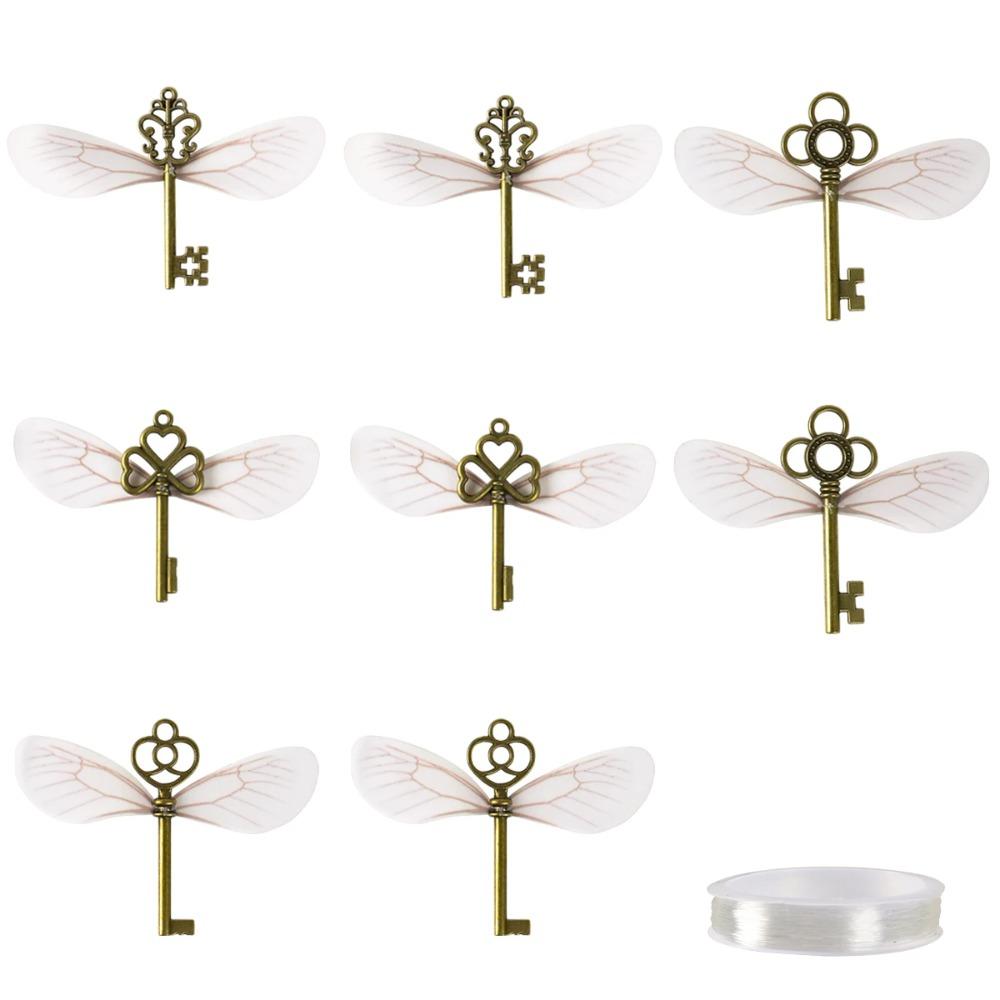49pcs/set Realistic Skeleton Keys Dragonfly Pendant Set Christmas Tree Hanging Ornaments Gifts