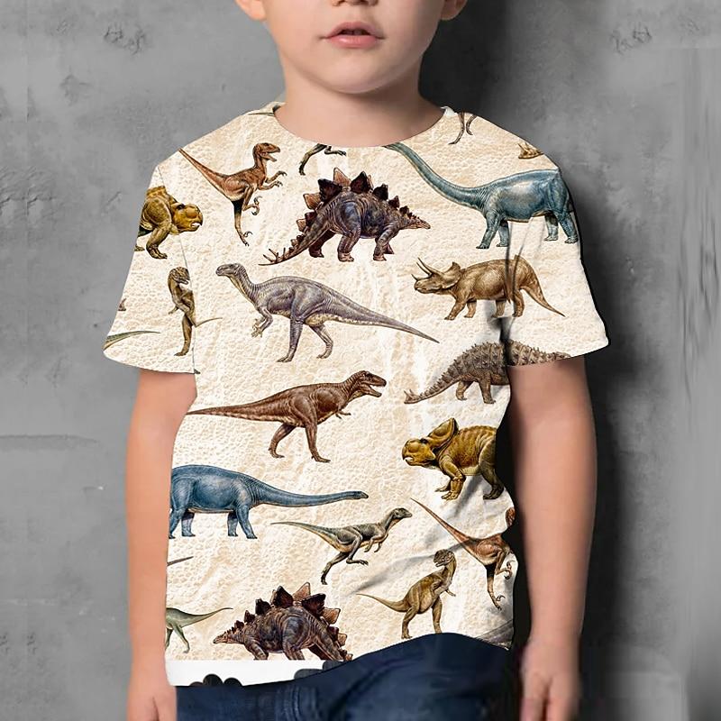

Boys 3D Animal T shirt Short Sleeve 3D Print Summer Active Polyester Kids 4-12 Years School Regular Fit 110cm