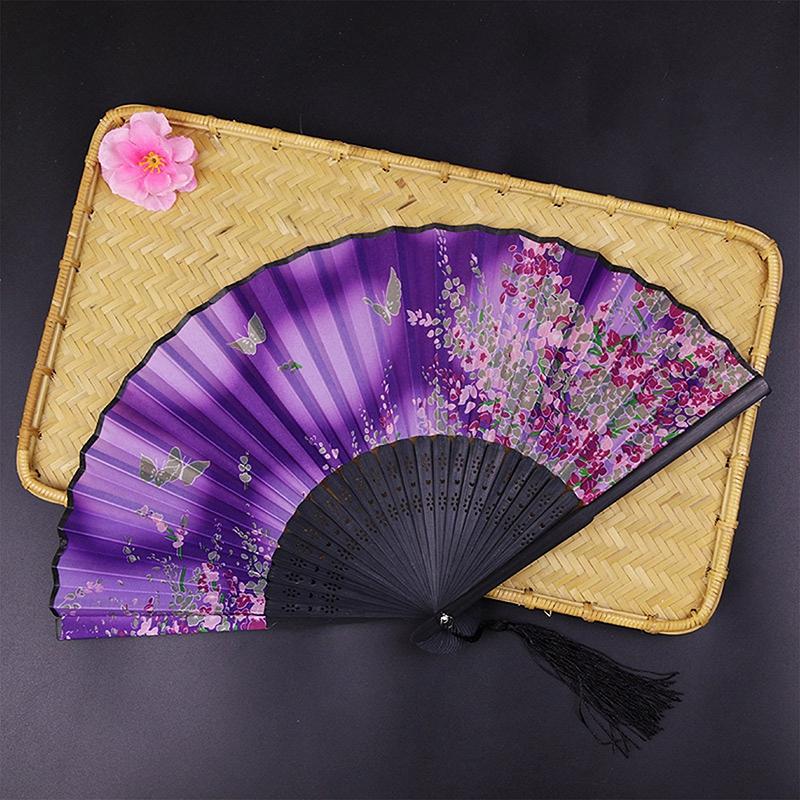 New Chinese Style Silk Fan Bamboo Antique Folding Fan Summer Female Dance Fan Portable Fan Hand Fan Durable Household