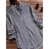 Plus Size Casual Blouse, Women's Plus Gingham Print Turn Down Collar Long Sleeve Shirt