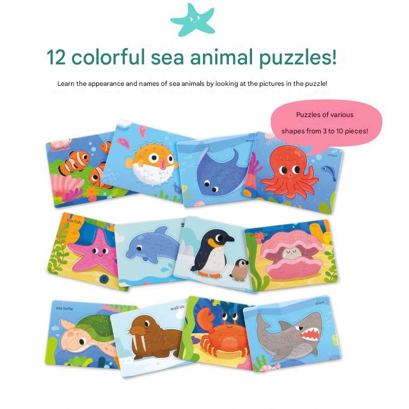 Baby Carry Puzzle 4-Set (Sea Animals · Animals · Dinosaurs · Vehicles) – KC Certified, Made In Korea ( 5 Options)