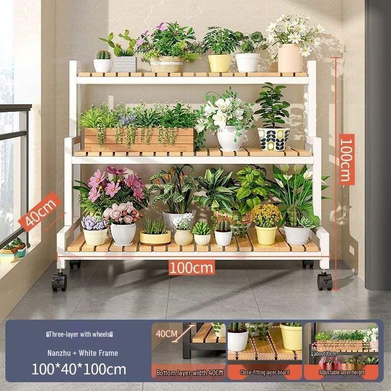 2025 Beweglicher Mehrschichtiger Blumenständer mit Rädern für Wohnzimmer und Balkon