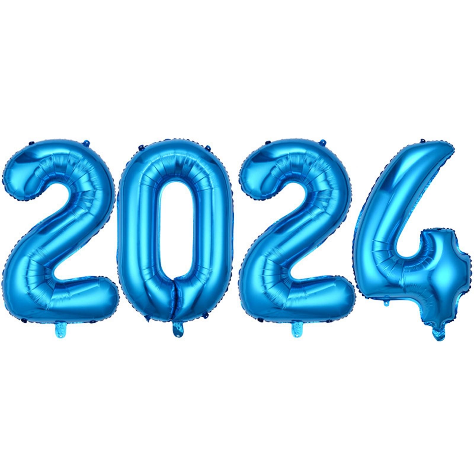 

2024 Number Balloon Set 16 Inch Foil Balloons for Party Decoration New Year Celebration Event Supplies Set синий