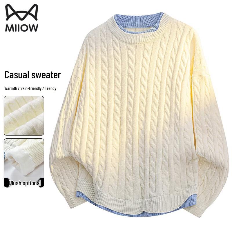MiiOW Men s Warm Round Neck Knit Sweater M