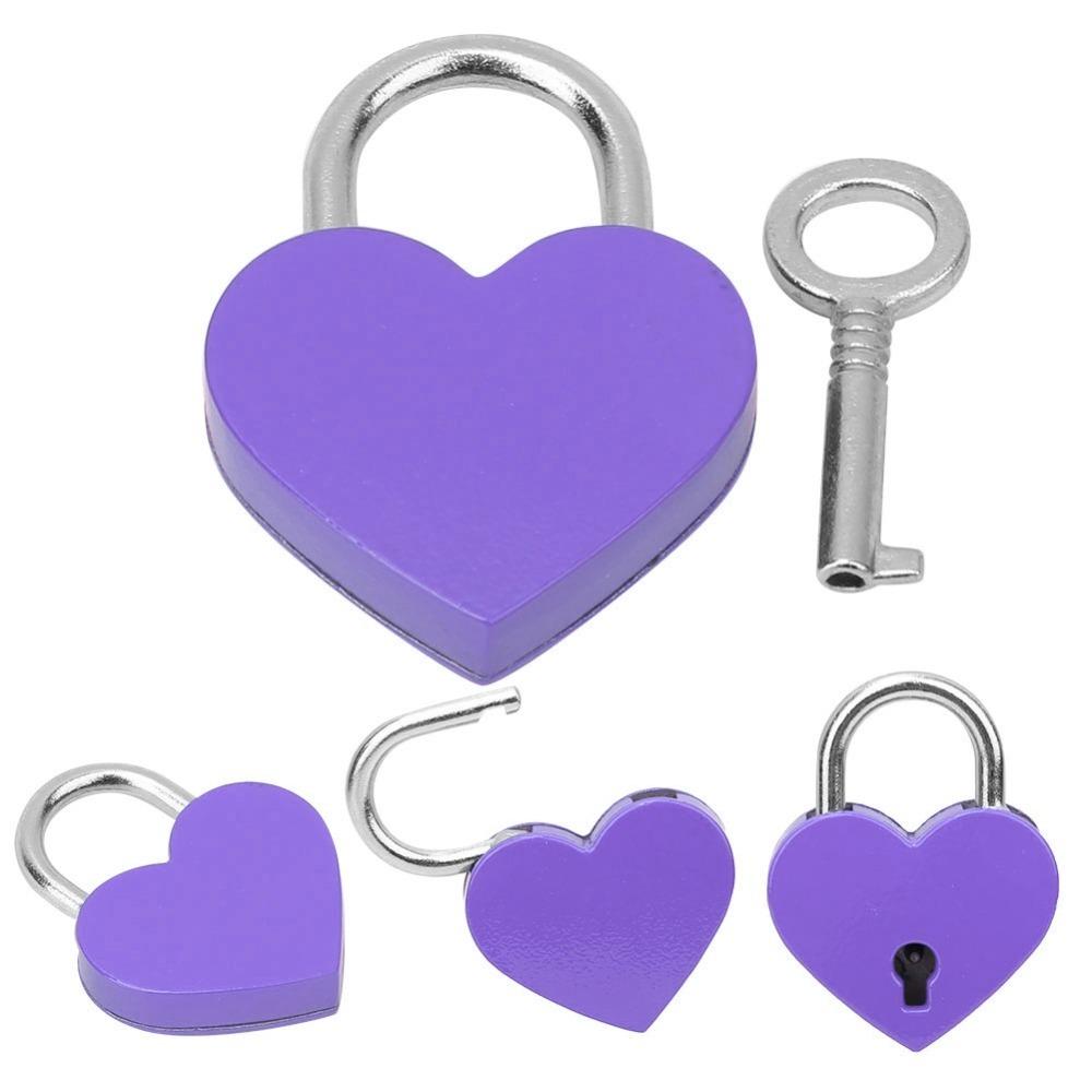 2pcs White&Black&Purple Padlock Metal Mini Heart Lock Craft Supplies Heart Lock Household