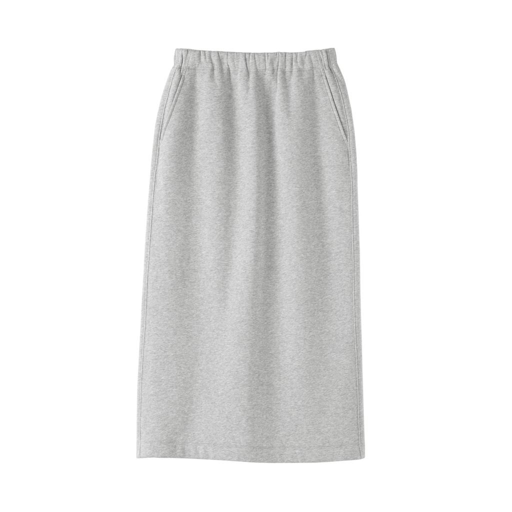 MUJI Women's Brushed Back Sweatshirt I-Line Skirt Grey L Size