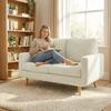 Two-Seater Corduroy Sofa, 134 cm Wide, Upholstered Seat, Spring Cushion, Cream