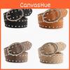 Leather Women Streetwear Rivets Belt With Alloy Metal Buckle For Use Daily