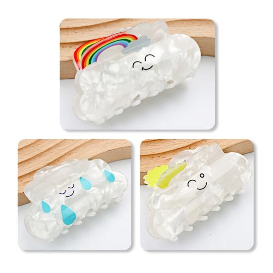 Hair Claw Cartoon Rainbow Shape Back Head Hair Clip Anti-slip Teeth Strong Grip Shark Hair Clip Versatile Hair Accessory