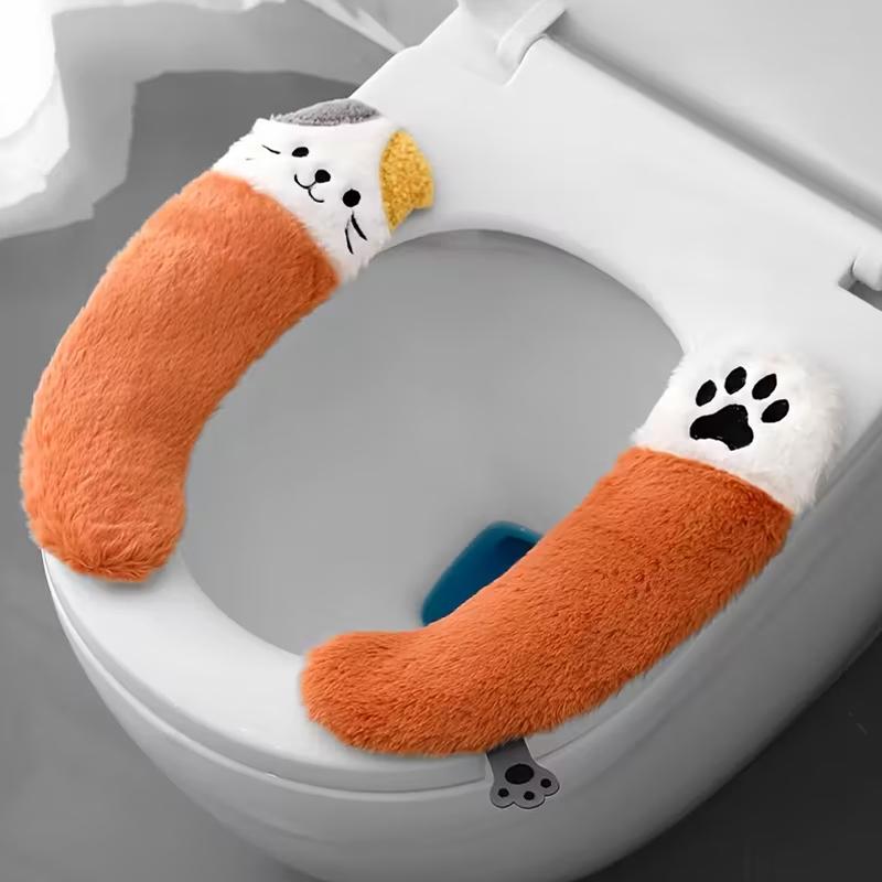 

1 шт. Встроенная ручка Мягкий Нескользящий Коврик-подогреватель для ванной Милое Сиденье для унитаза Принадлежности для туалета Плюшевый Подарок для Любителей Кошек Многоцветный 34x11cm оранжевый