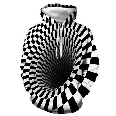 Mens Oversized Hooded Sweatshirt With 3D Digital Print Casual Loose Fit Long Sleeve Top Fall