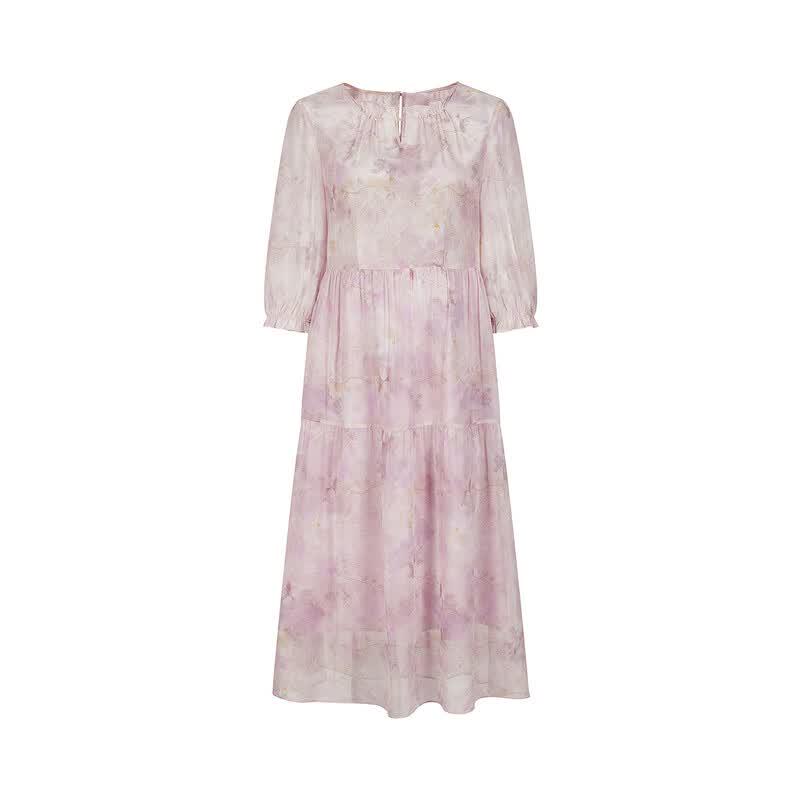 JOEONE Anna K. Women's 100% Silk Botanical Print Dress