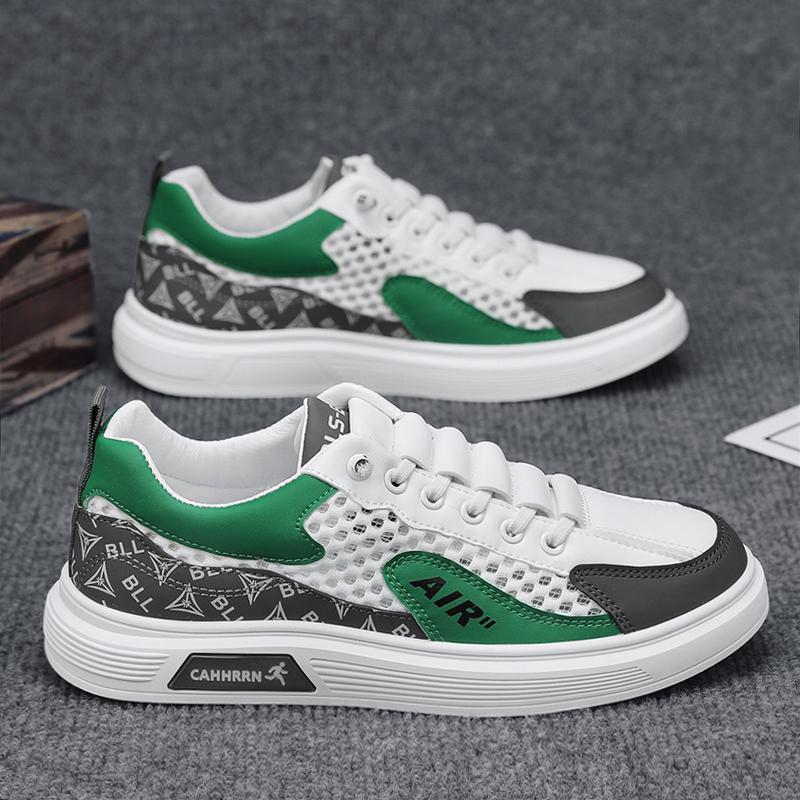 Large Mesh Men's Shoes Summer Mesh Breathable Casual Flat Shoes One Pedal Youth Versatile Hollow Sports Trendy Shoes