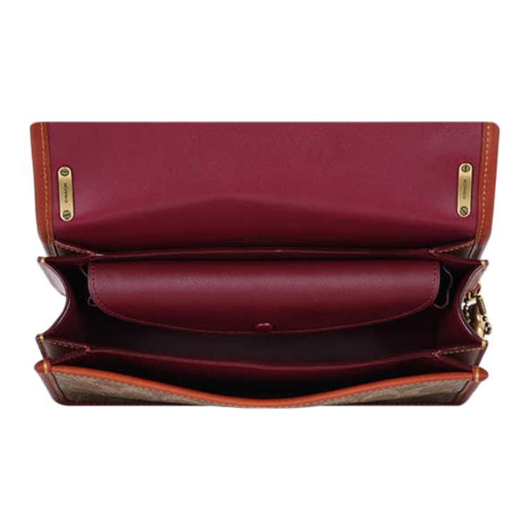 New COACH PVC Crossbody Bag Shoulder Bag Medium Size Women's Red Brown CQ668-B4NQ4