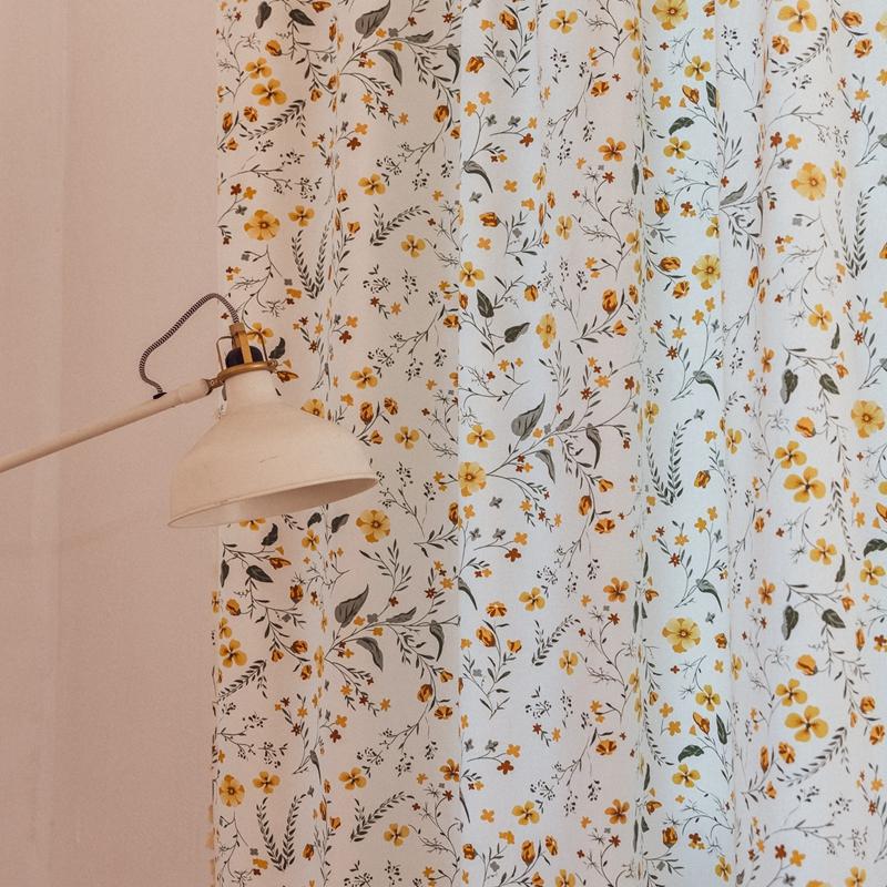 

Korean Small Floral Print Fringe Curtains Cotton Linen Girl Children s Room Small Window Curtain Living Room Blackout Valance W60 x H90cm&Rod Pocket