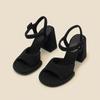 Elegant Temperament Party Thick  High Heels Pumps 2024 New Fashion Exposed Toes Non-slip Printing Women's Sandals Summer