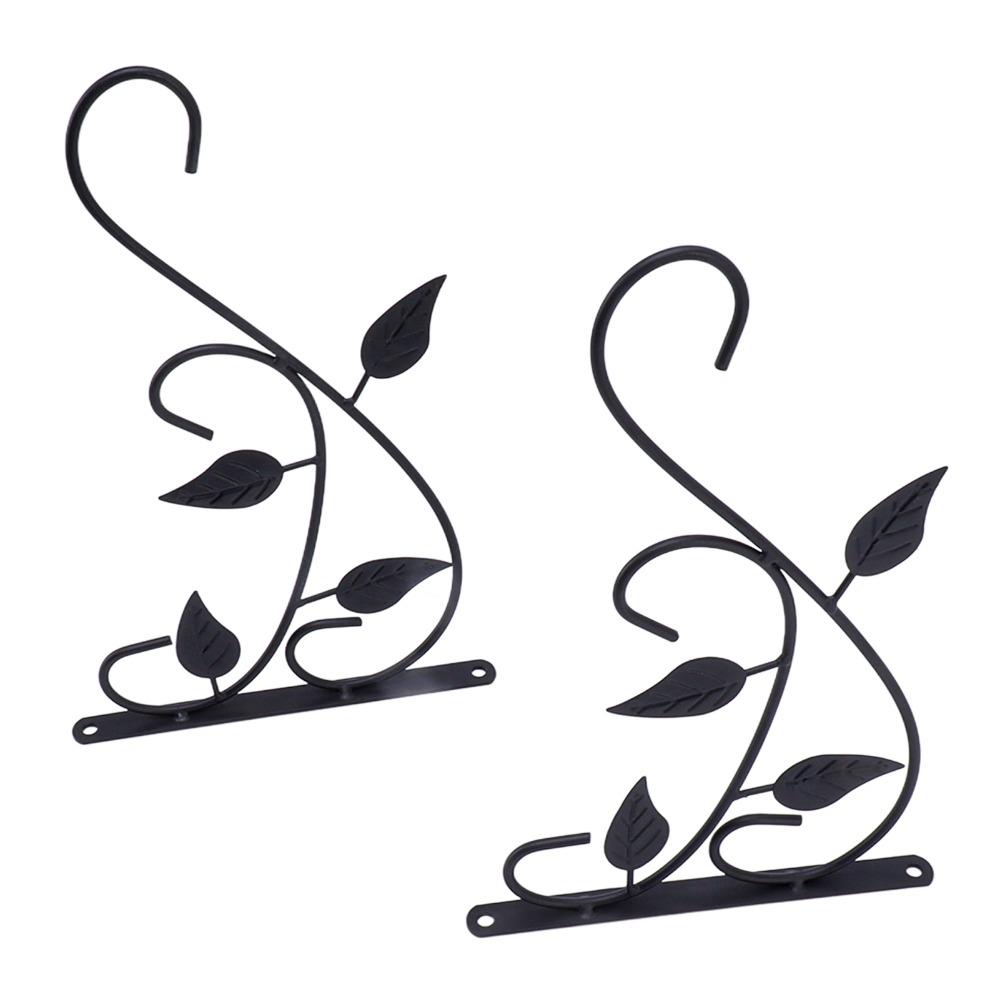 2pcs Black Wall Mount Plant Hook Iron Outdoor Plant Bracket Plant Hanger Bracket Indoor Space