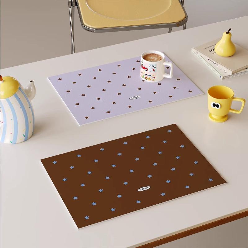 Cute Star Print Waterproof Placemat Heat Resistant Anti Slip Perfect For Kitchen Dining Table Coffee Table Decor
