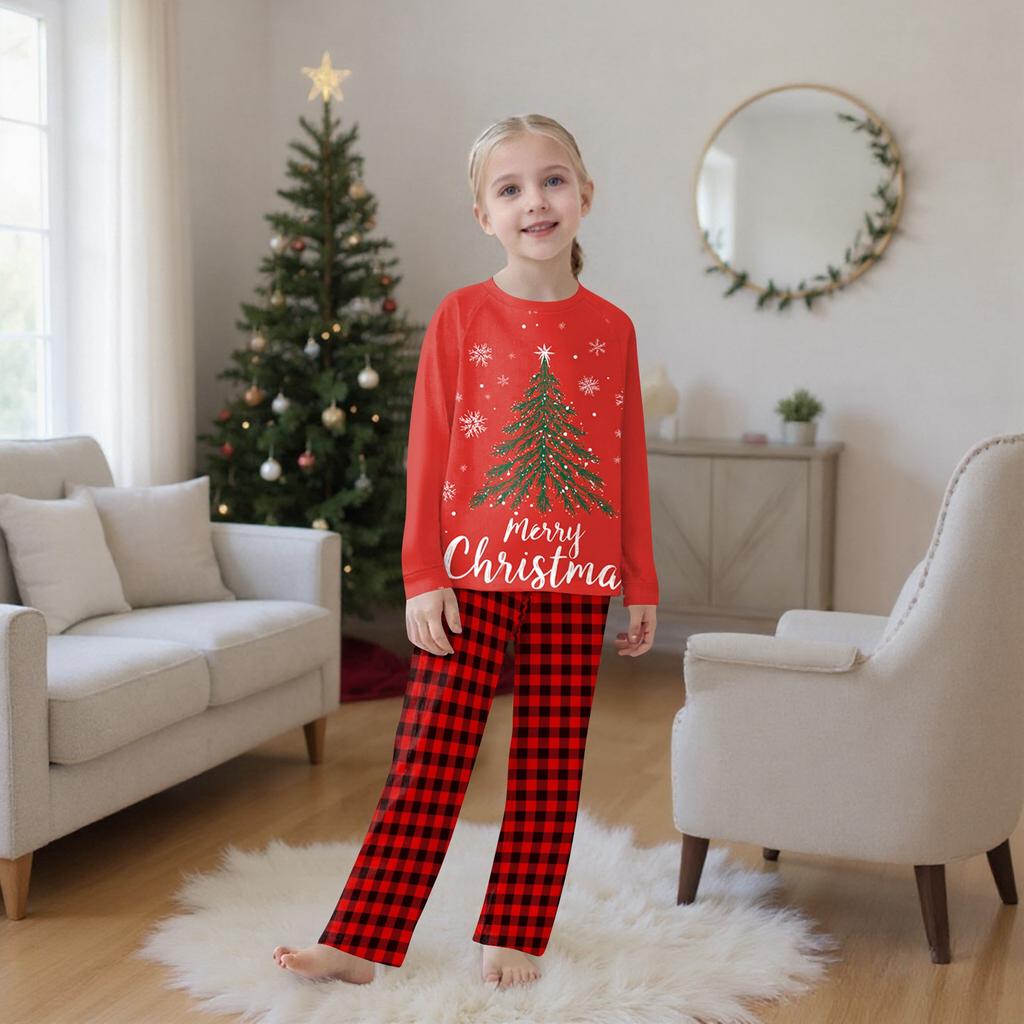 Christmas Prints Family Matching Long Sleeve Tops+Pants Set Family Matching Sets