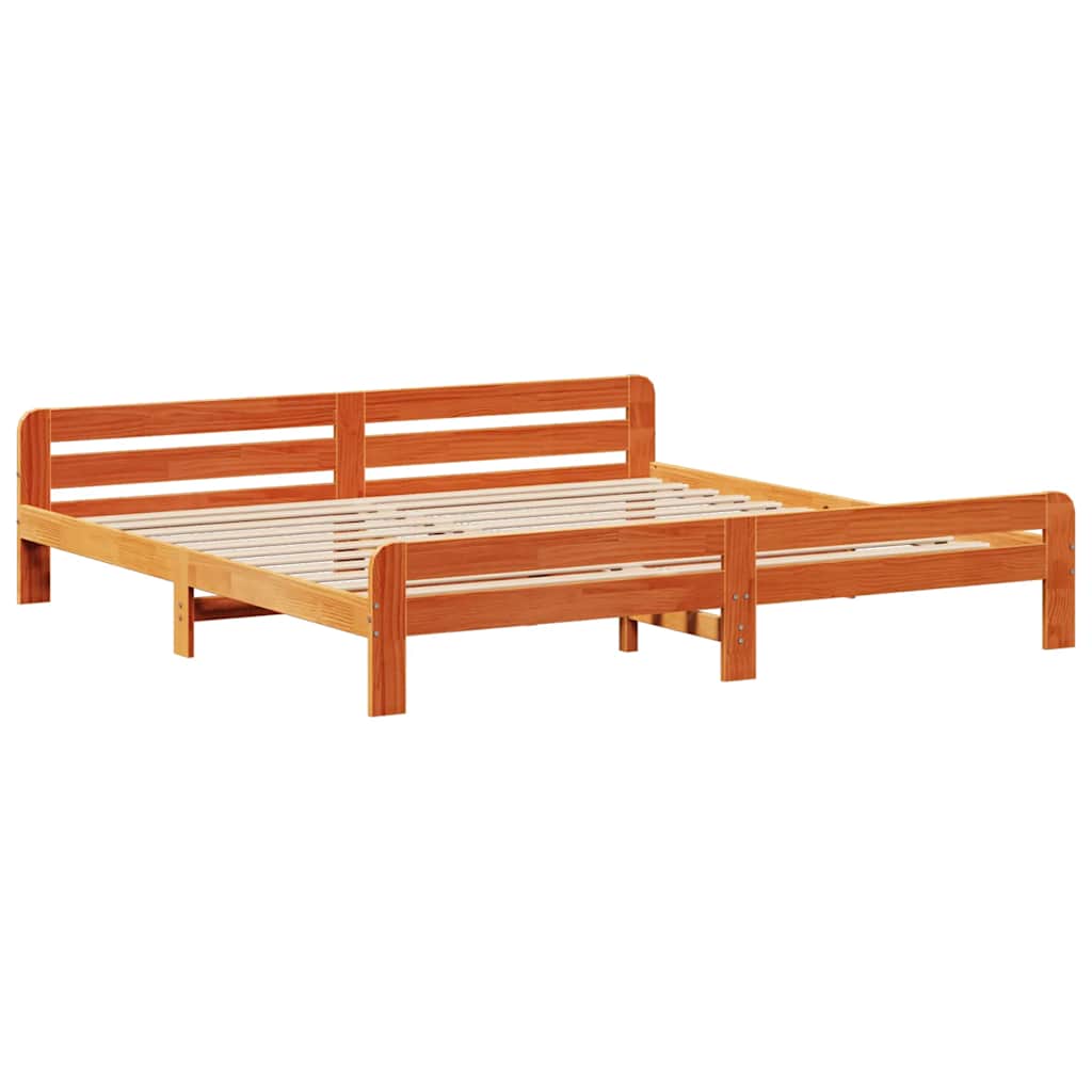 Solid Wood Bed Without Mattress Wax Brown 180x200 Cm Pine Wood