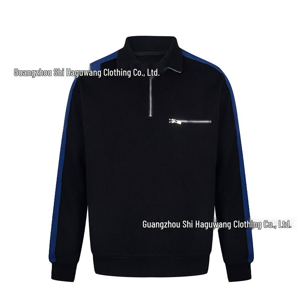 High-Quality Majira Ribbon Splicing Zipper Pullover Sweatshirt for Men & Women - Autumn/Winter High Neck Style M