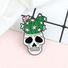 Skull Series Punk Gothic Badge Skeleton Flower Potted Brooch Denim Lapel Bag Enamel Pins Gift for Friend Party Halloween Jewelry