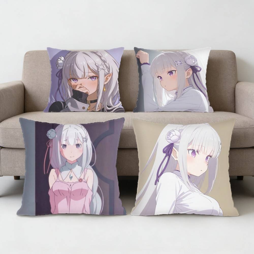 re zero infinity Emilia Cute Anime GGirl Pillow Case Sofa Living Room BedroomHeadboard Backrest Cushion Square Cushion Nap Time