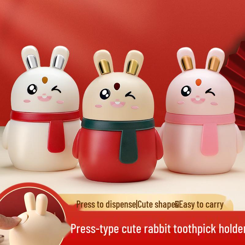 Cartoon Automatic Press-Type Toothpick Box: High-Quality Plastic Storage & Dispenser