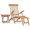 vidaXL Garden Sun Lounger with Footrest and Table Solid Wood Teak