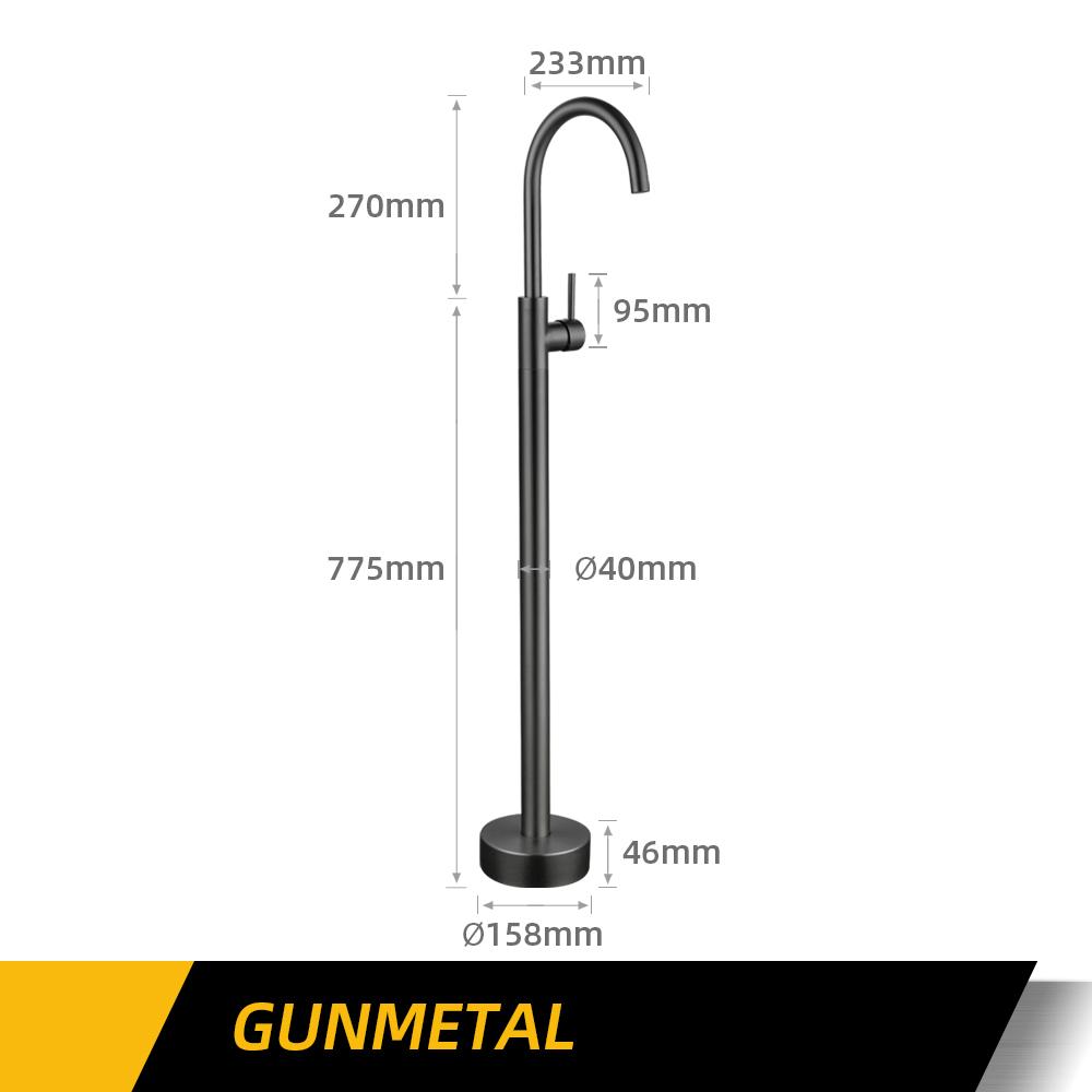 Bathroom Faucet Matte Black Bathtub Shower Faucet Round Floor Stand Mixer Single  Handle Hot Cold Water Tap Bagnolux