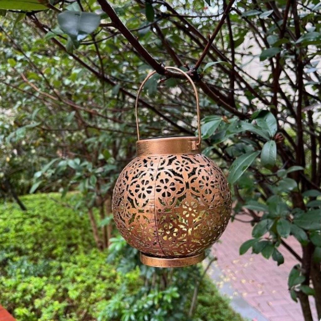 HOMZY Outdoor Garden Solar Light Iron Art Hanging Light Hollow LED Landscape Light Garden Decoration Projection Light Waterproof