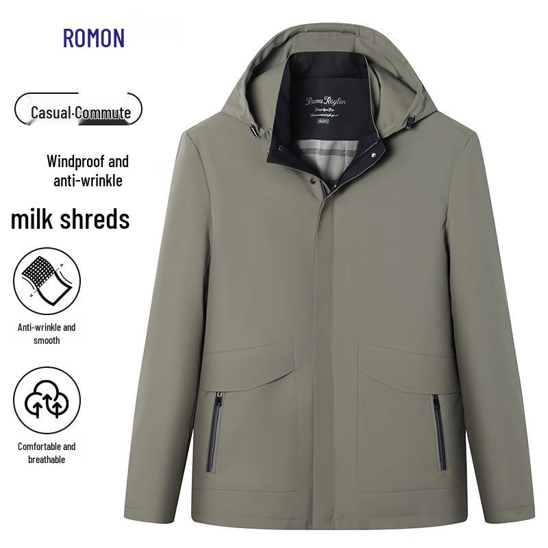 ROMON Men's Hooded Business Casual Jacket