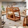 Multipurpose Sofa Side Table Rubber Wood Rolling Coffee Rack Modern Furniture for Rooms and Offices