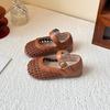 Autumn Summer New Girls Leather Shoes with Buckle Hollow Princess Sweet Classic Cut-outs Breathable mary janes I06302