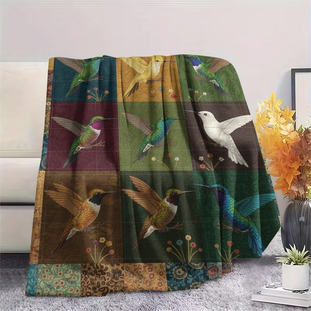 1Pc Patchwork Insect Print Flannel Blanket, High quality Comfortable for All Seasons, Home Decor, Warmth and Comfort, Perfect for Christmas Gifts67