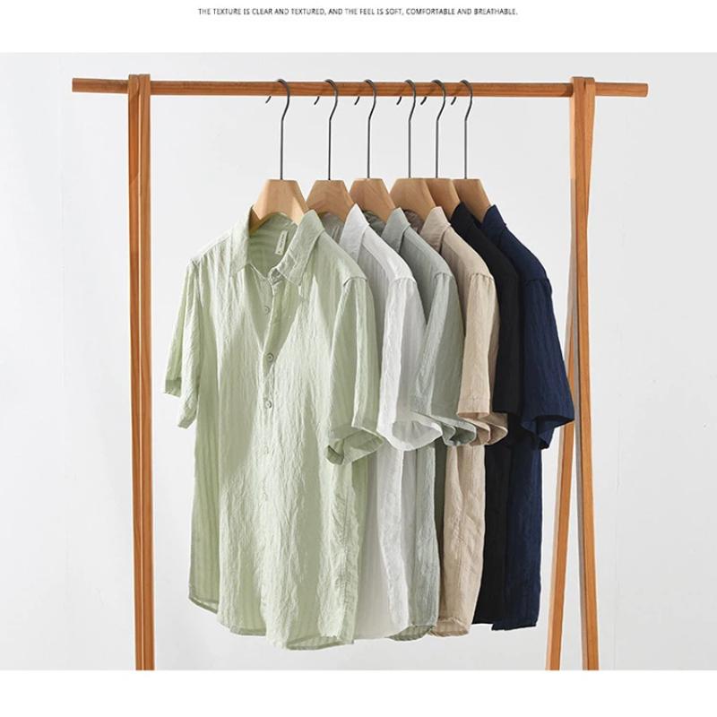 Summer Shirts for Men Harajuku Style Green Short Sleeve Shirt Daily Men's Casual Shirt Light Weight Tops