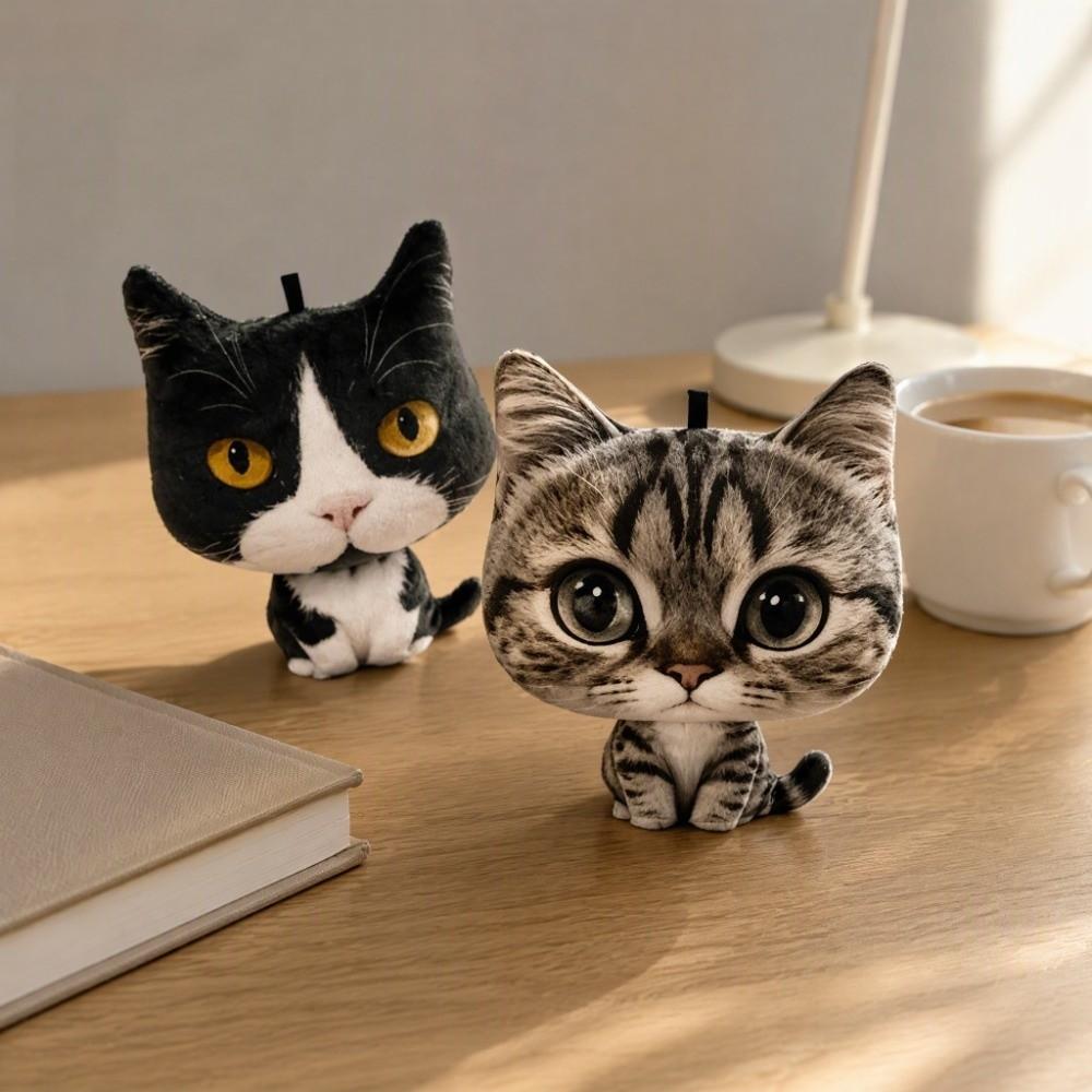 Lovely Cat Plush Keychain Fluffy Realistic Kitten Stuffed Doll  Backpack Decoration