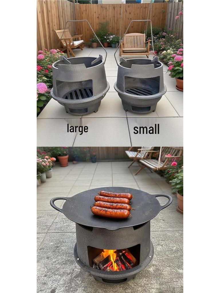 Thickened Cast Iron Firewood Stove - Multi-Use Heating & BBQ Stove