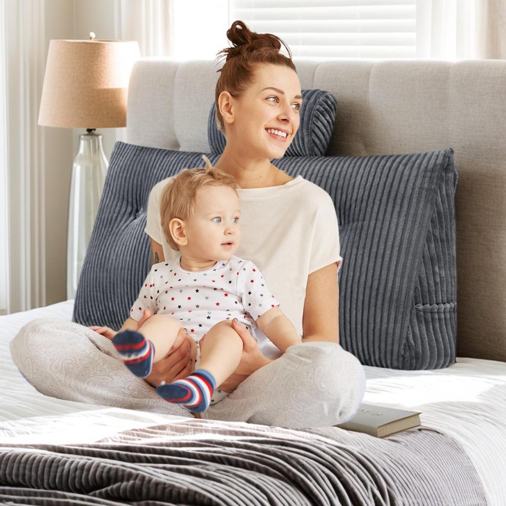 Wedge Headboard Pillow Triangle Cushion Waist Support with Neck Pillow