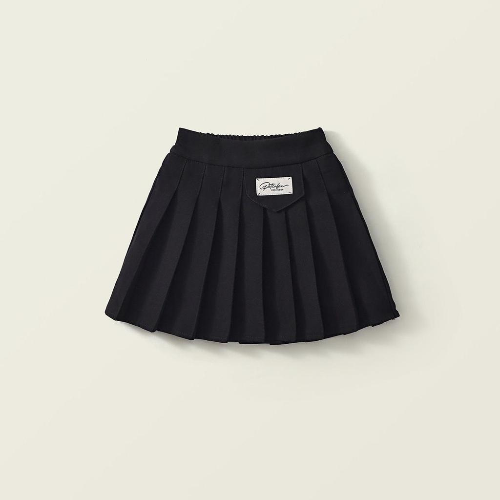 Mädchen Koreanischer Stil Schwarzer Plisseerock - Sommer/Herbst 2025 Mode für Kleine bis Mittlere Kinder