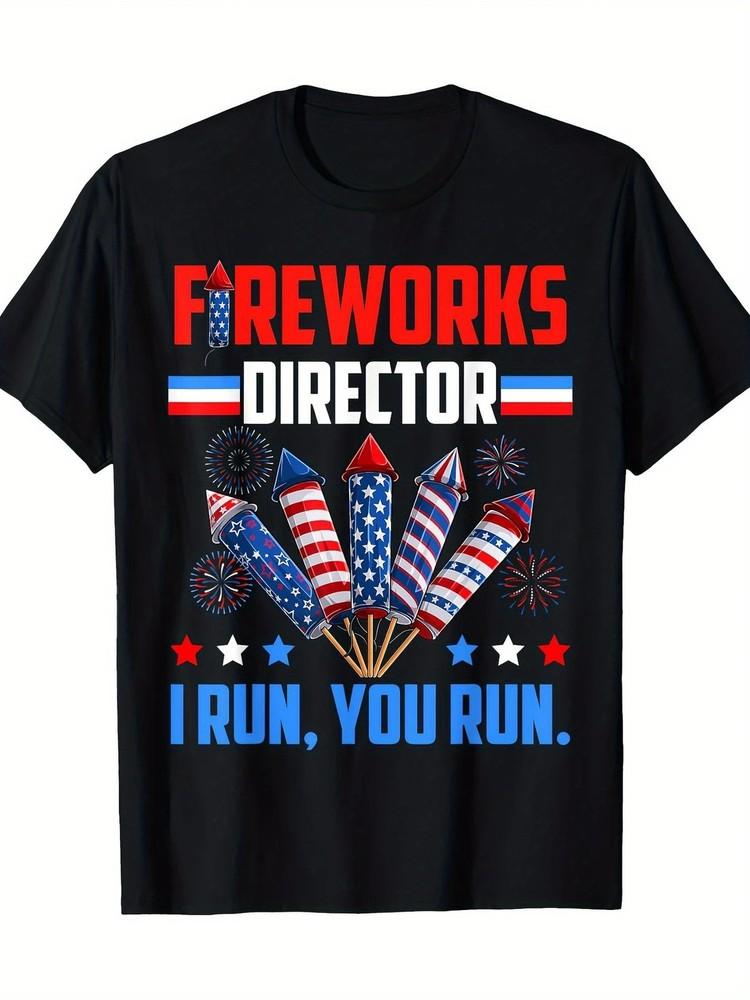 

Men039;s 4th of July Patriotic T-Shirt034;Fireworks Director If I Run You Run034; Grap Unisex T-Shirt XL