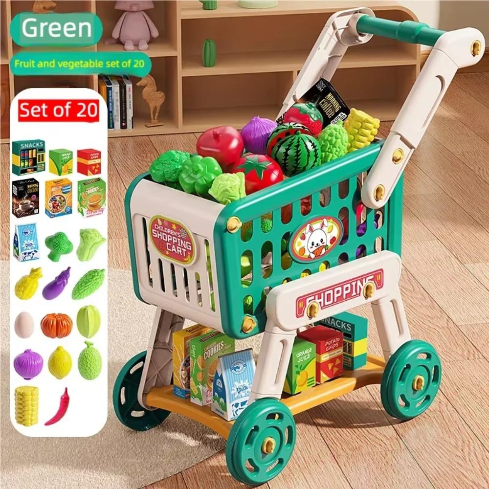 20PCS/Set Shopping Cart Toy Set Simulation Pretend Shopping Playset Toy  Boys Girls Gift