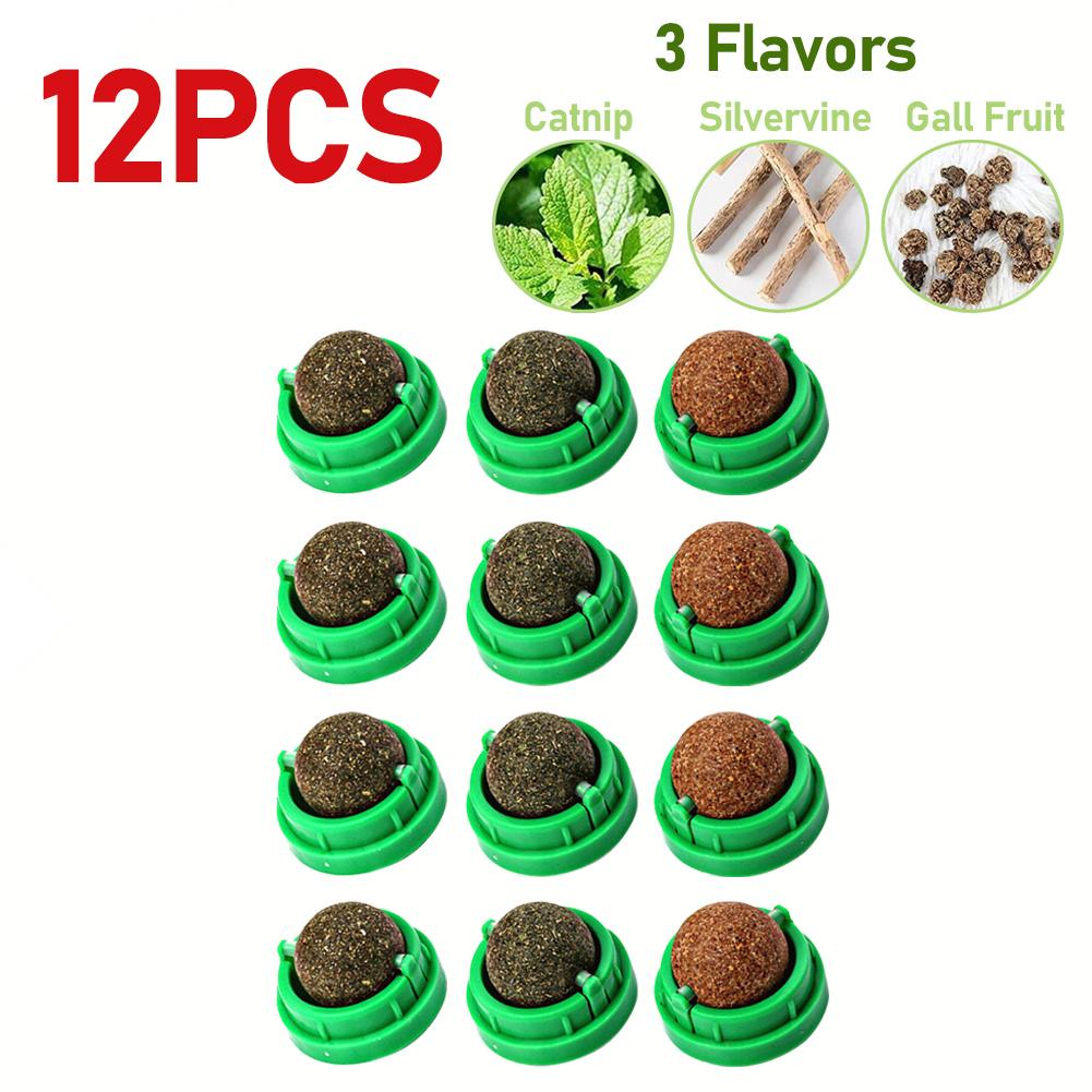 3-30pcs Cat Catnip Toys Cat Rotatable Licking Catnip Wall Ball 3 Flavors Freshen Breath Remove Hair Balls Snacks Pet Supplies