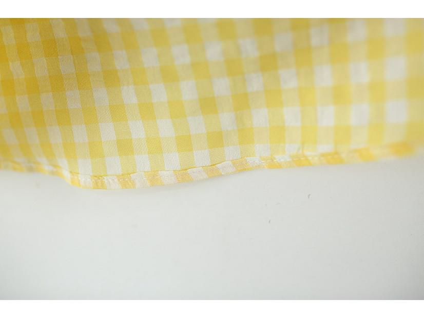 Girls' Plaid Sleeveless A-line Dress with Peter Pan Collar and Bunny Bag