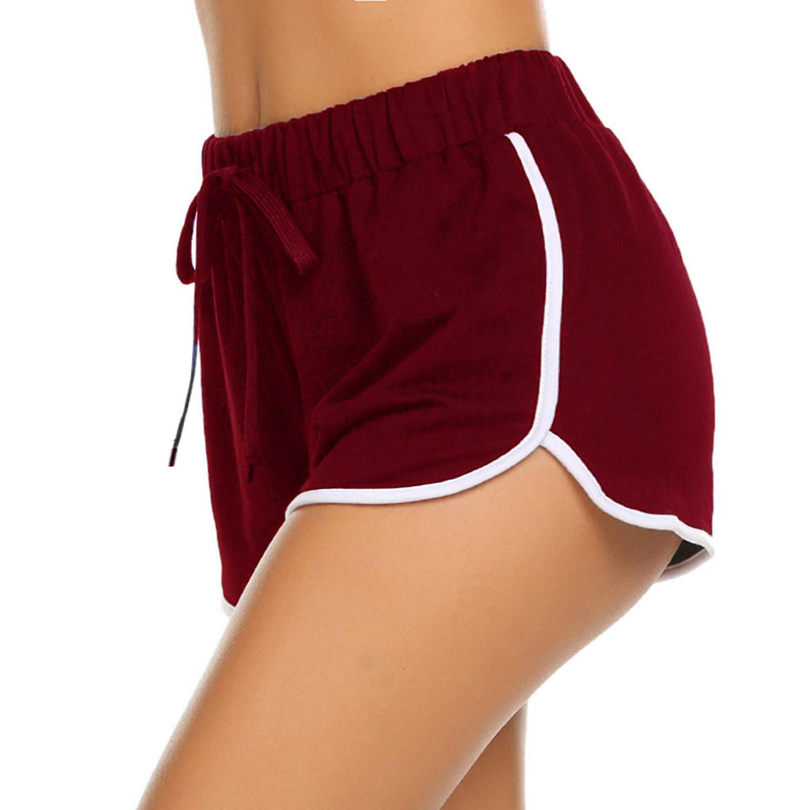 

Женская мода для отдыха, лето 2022, спортивные шорты для бега с карманами и шнурком, брюки XXL винный