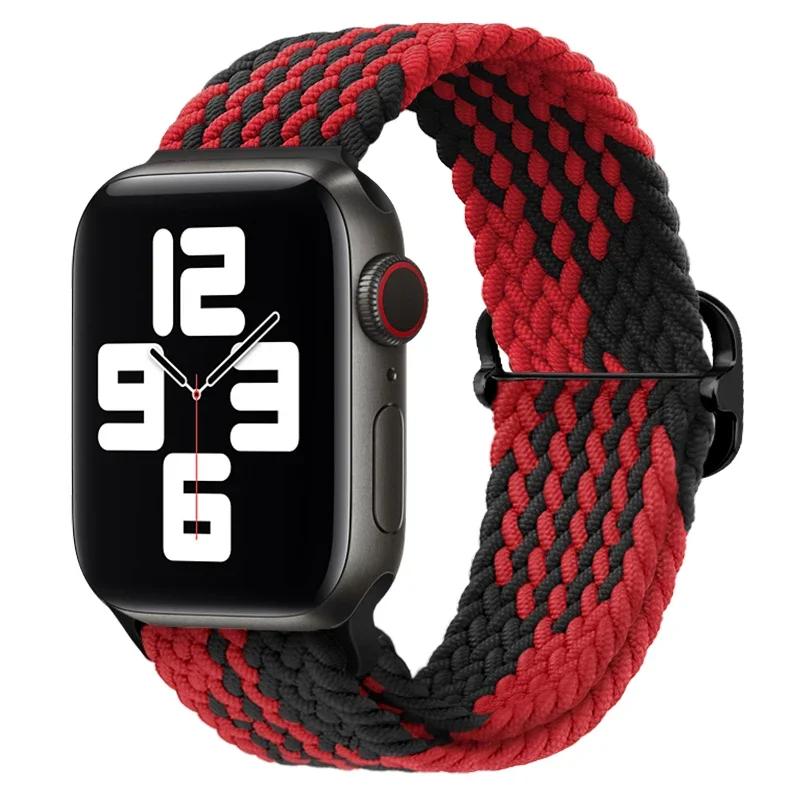 Geflochtener Solo Loop für Apple Watch 10 Band 42 mm 46 mm 45 mm 44 mm 40 mm 9 8 7 6 5 4 SE 2 Verstellbares elastisches iWatch Ultra Nylonband