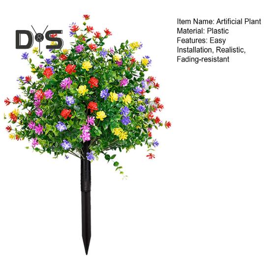 Artificial Topiary Ball Trees UV Resistant Faux Plants with Flowers Faux Greenery Shrubs with Ground Spike for Indoor Yard Porch Decoration