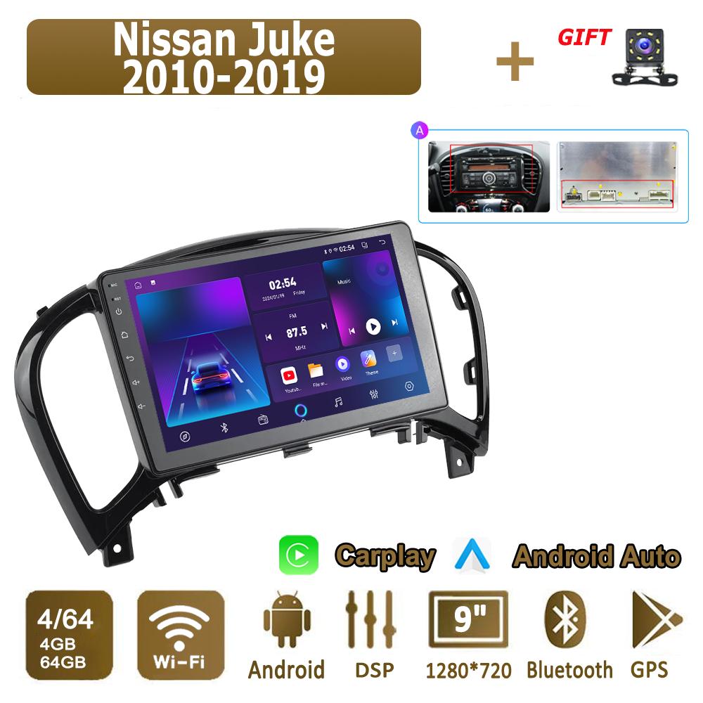 Android Carplay Autoradio für Nissan Juke 2010-2019 Multimedia-Player Head Unit Stereo GPS Navigation BT WIFI 4 + 64GB