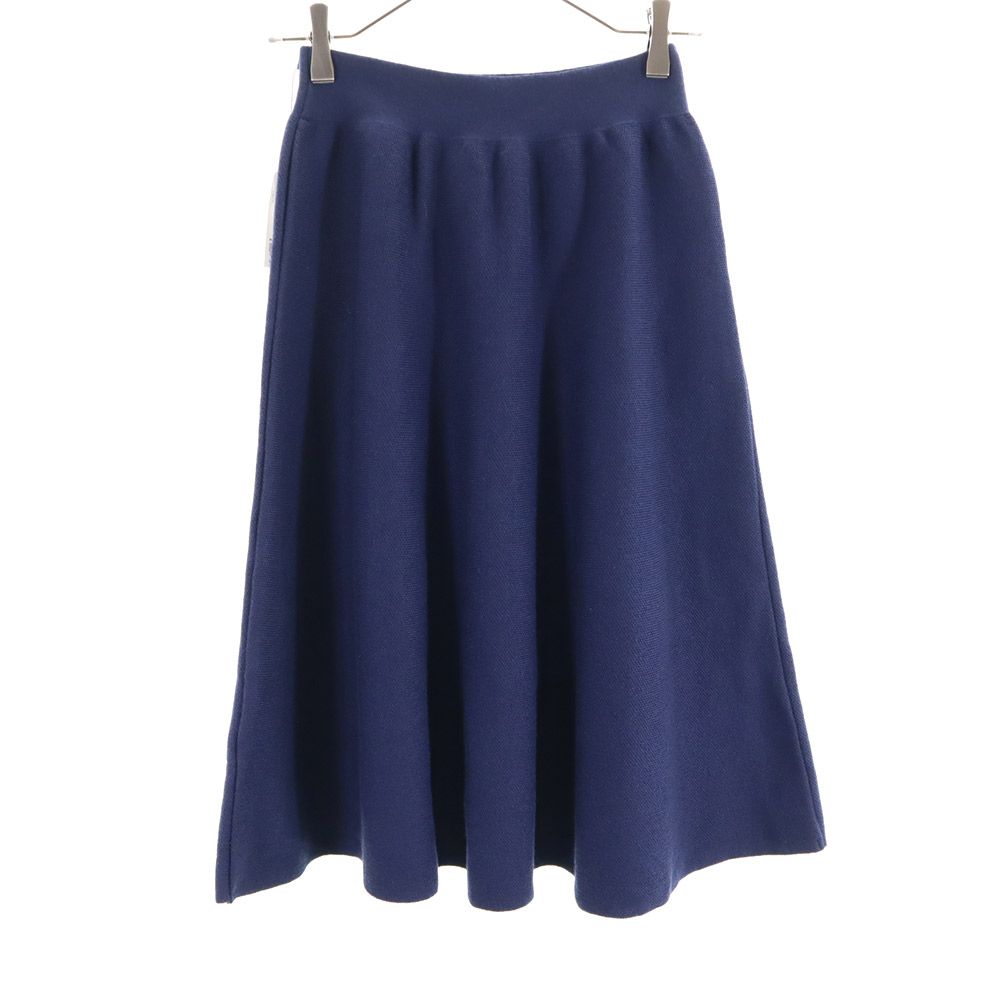 unused BARNEYS NEWYORK wool blend Midi length knit skirt 38 Navy Women Used