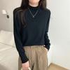 Solid Color Semi-turtleneck Knitted Bottoming Shirt Women's New Sweater Loose Andy Fleece Warm Inner Top
